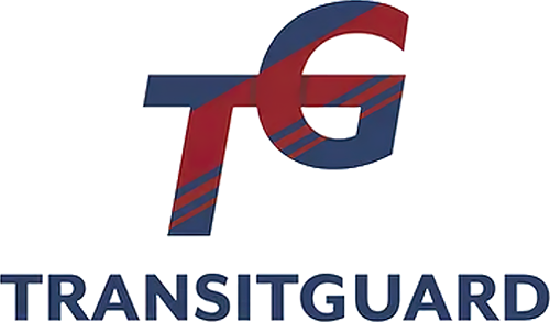 Blue and red TransitGuard company logo